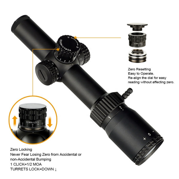 Rifle Illuminated Scope 1-6x24 mm FFP IR Scope 5.56/5.45/.308 W/ Mounting Ring