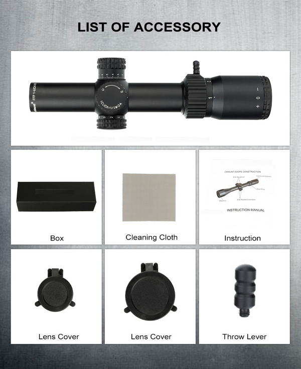 Rifle Illuminated Scope 1-6x24 mm FFP IR Scope 5.56/5.45/.308 W/ Mounting Ring