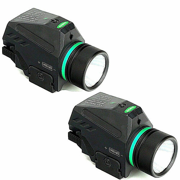 2 Pack Combo Pistol LED Flashlight Green Dot Laser Sight 20mm Rail-Pistol-Rifle