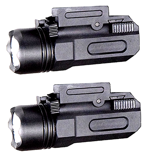 2 Pack Tactical Pistol Gun Flashlight Torch Light for 20mm Rail 600 LM