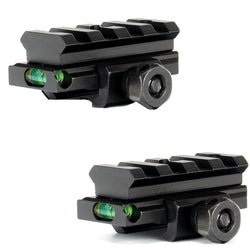 2 Pack 4 Slot Scope Riser 20mm Rail Mount Medium Profile Base W/Bubble Level (CD)