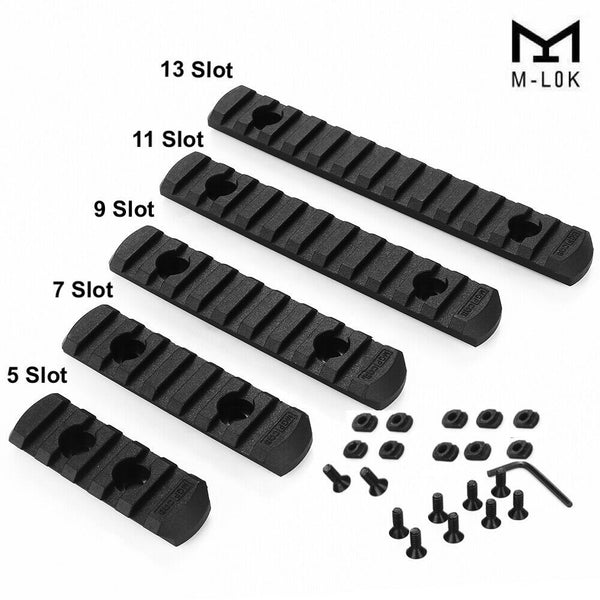 Set Of 5 M-LOK 5 7 9 11 13 Slot Polymer 5 Rail Set Picatinny Weaver Rail Section