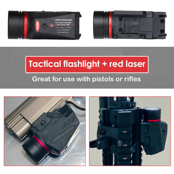 Combo Pistol LED Flashlight Red Laser Sight Fits 20mm Rail Pistol-Rifle