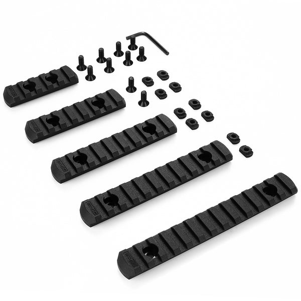 Set Of 5 M-LOK 5 7 9 11 13 Slot Polymer 5 Rail Set Picatinny Weaver Rail Section