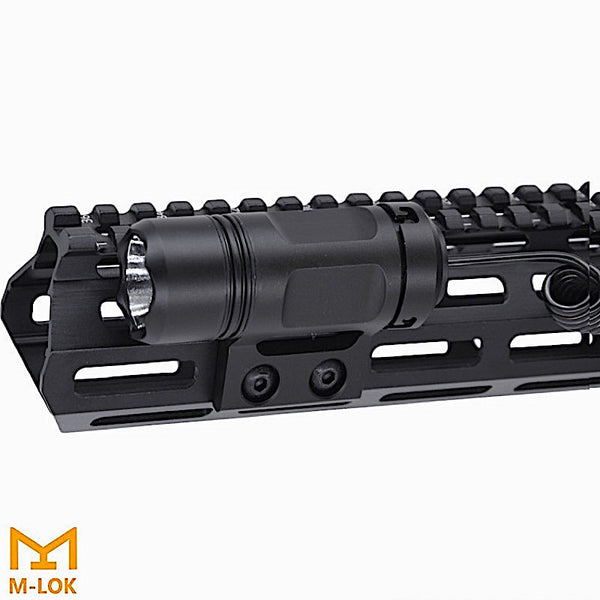 Tactical LED Flashlight M-Lok Rail Mount Torch Pistol-Rifle W/ Pressure Switch