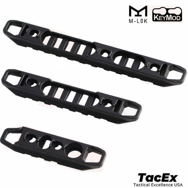 2 Pack 3 pc Aluminum M-LOK Keymod Picatinny Weaver Rail Set 3-7-11-slot