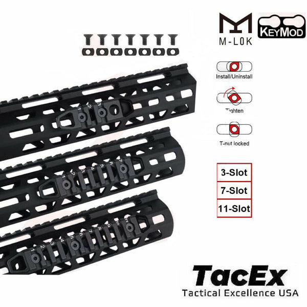 2 Pack 3 pc Aluminum M-LOK Keymod Picatinny Weaver Rail Set 3-7-11-slot