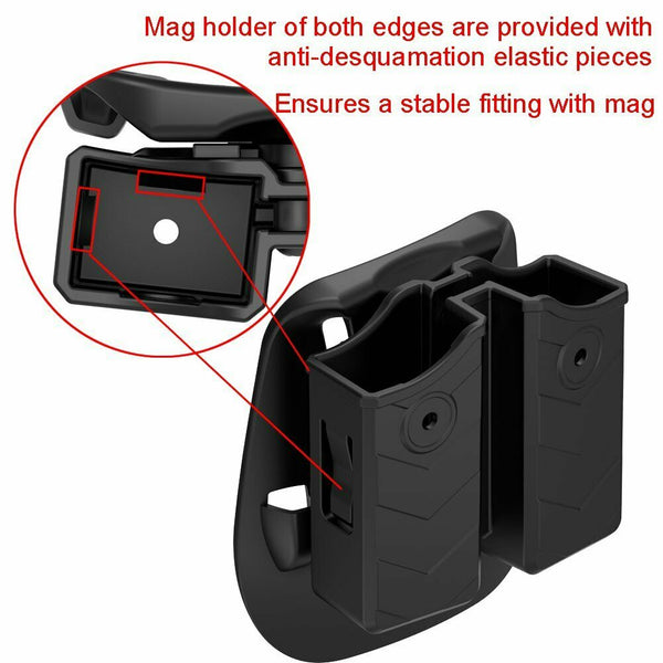 Universal Dual Magazine Paddle Holder Single-Double Stack Mags 9mm,10mm,40, 45