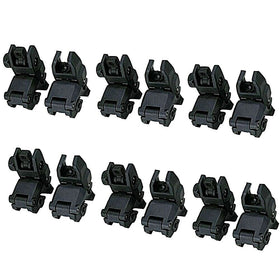 6 Pack 20mm Tactical Flip Up Sight Folding Backup Sights Front and Rear Black