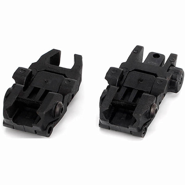 Set 20mm Tactical Flip Up Sight Folding Backup Sights Front and Rear Set Polymer