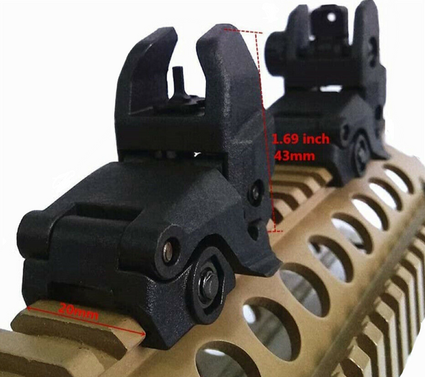 6 Pack 20mm Tactical Flip Up Sight Folding Backup Sights Front and Rear Black