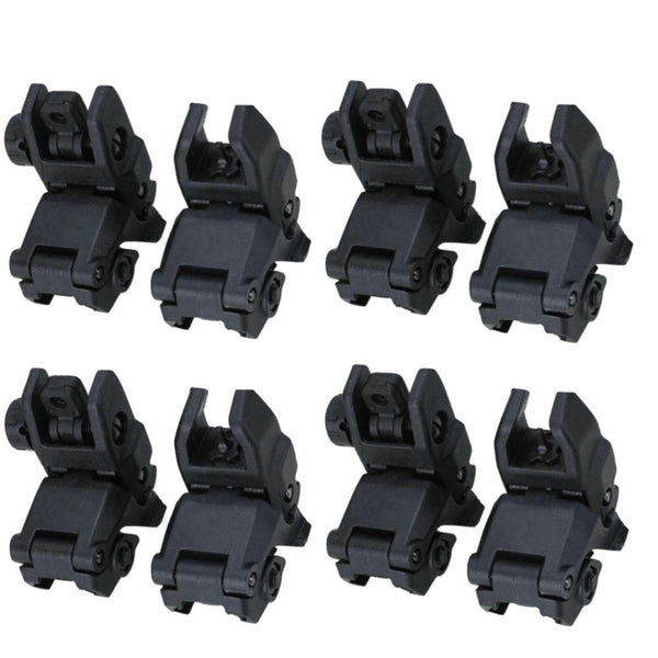 4 Pack 20mm Tactical Flip Up Sight Folding Backup Sights Front and Rear Black