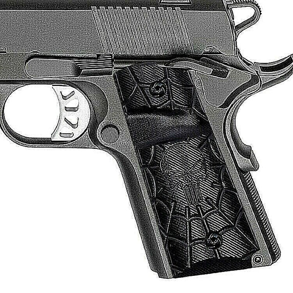 1911 Grips G10 Full Size Ambi Safety Cut Big Scoop Black W/Skull Webs (CD)